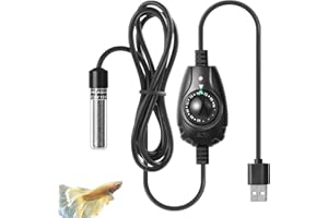 FEDOUR 10W Super Mini USB Aquarium Heater, Small Adjustable Heater with External Controller for up to 2.5Gallon Small Fish Ta