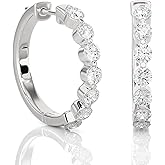 PRIVOSA Diamond Hoop Earrings for Women - 14k Solid Gold Hoops - 1/2 to 3/4 Carat Natural Diamond Earrings - Big Hoop Earrings - Jewelry Gifts for Her