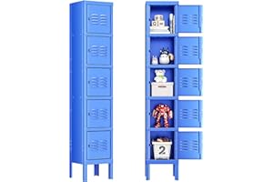 INTERGREAT Metal Locker Cabinet for School Office Gym Metal Storage Locker for Employees Students Steel Locker Triple Tier with 5 Door Blue