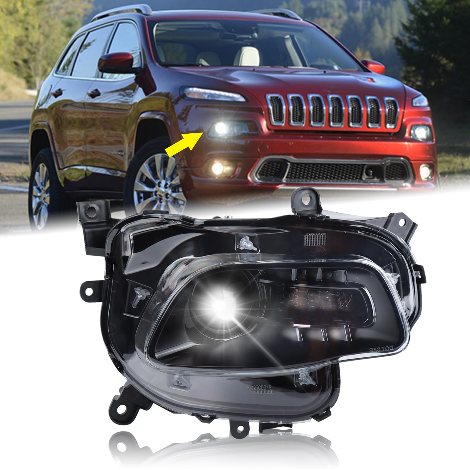 Photo 1 of KAMDKI Right Passenger Side Xenon HID Model Headlight Accessories Compatible for 2014-2018 Jeep Cherokee With Bulbs RH Head lamp Assembly 68102848AF CH2503250
