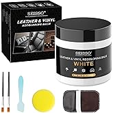 SEISSO Leather Repair Kit for Furniture, Vinyl Repair Kit Leather Dye Leather Repair Kit Car Interior Leather Recoloring Balm for Scratches (White)