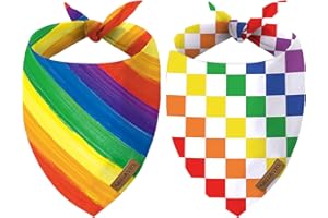 Oritasy Pride Rainbow Dog Bandanas, 2-Pack Triangle Reversible LGBT Love Pet Scarves, Premium Fabric, LGBTQ Bandana for All Dogs (X-Large, Style 25-1)