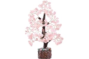 Parma77 Rose Quartz Crystal Tree, Pink Healing Crystals Gemstone Bonsai Tree Money Tree, Desk Decor Pink Room Decor Office Decor for Women, Feng Shui Decor Wealth and Luck Spiritual Gifts for Women