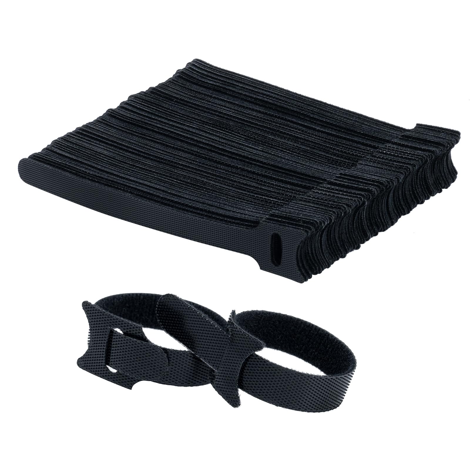 HUSAIHU Cable Ties, Reusable Cable Straps, Adjustable Cable Ties Straps Straps for PC Cable Management, Organizing Cords, Data Cables, Headphones, TV (Black & 100 Pcs)