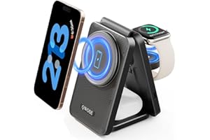 QWOSE 2025 Traveling Wireless Mag-Safe Fast Charging Station,Magnetic 3 in 1 Charger with Light for iPhone 16 15 14 13 12 Pro Max Plus,Apple Watch Series & Air pods 4 3 2 Pro-Gifts for Wife & Husband