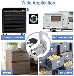 Cylinnda Tool Box Lock RV Storage Lock, 1-1/8" Cam