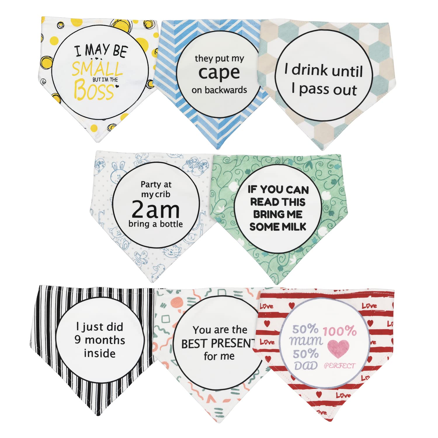Loiieru 8 Pack Baby Bibs Gift Set, Unique Baby Shower Gifts for Girls and Boys, Soft Cotton Toddler Drool Bibs with Snaps, Super Absorbent Baby Bandana Bibs for Infant Newborn Gifts Unisex 0-36 Months