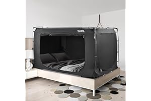 YAVIL Bed Tent Bed Canopy Twin Size, Portable Sleeping Tents Dream Tents Indoor for Kids and Adult, Blackout 93% Breathable Privacy Space on Bed with Three Doors (Mattress Not Included)