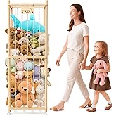 May Eileen Stuffed Animal Storage & Organizer, 64 Inches Tall Stuffed Animal Holder, Plushies Storage with Wheels, Wooden Stuffed Animal Zoo for Kids' Rooms, Bedrooms & Living Rooms