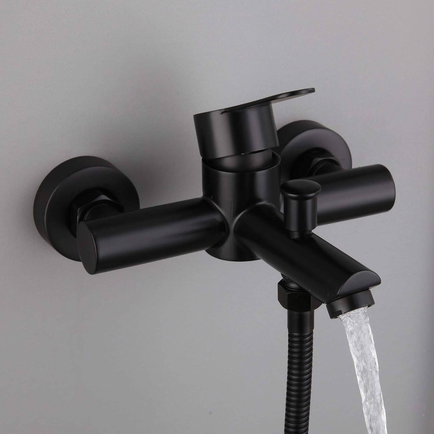 Homelava Robinet De Baignoire En Acier Inoxydable 304 Montage En Saillie Robinet Mitigeur Monocommande Robinet Mitigeur Monocommande Avec Douchette Et Tuyau De Douche 1 5 M Noir Cuisines Et Salles De Bain Robinets