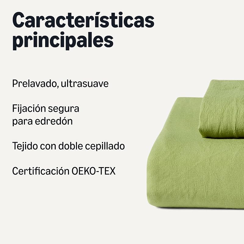 Conjunto de Capa de Edredão para cama 80/90 em microfibra pré-lavada, extra macia com efeito natural de amassamento, capa de edredão 135 x 200 cm e 1 fronha de 50 x 80 cm, verde
