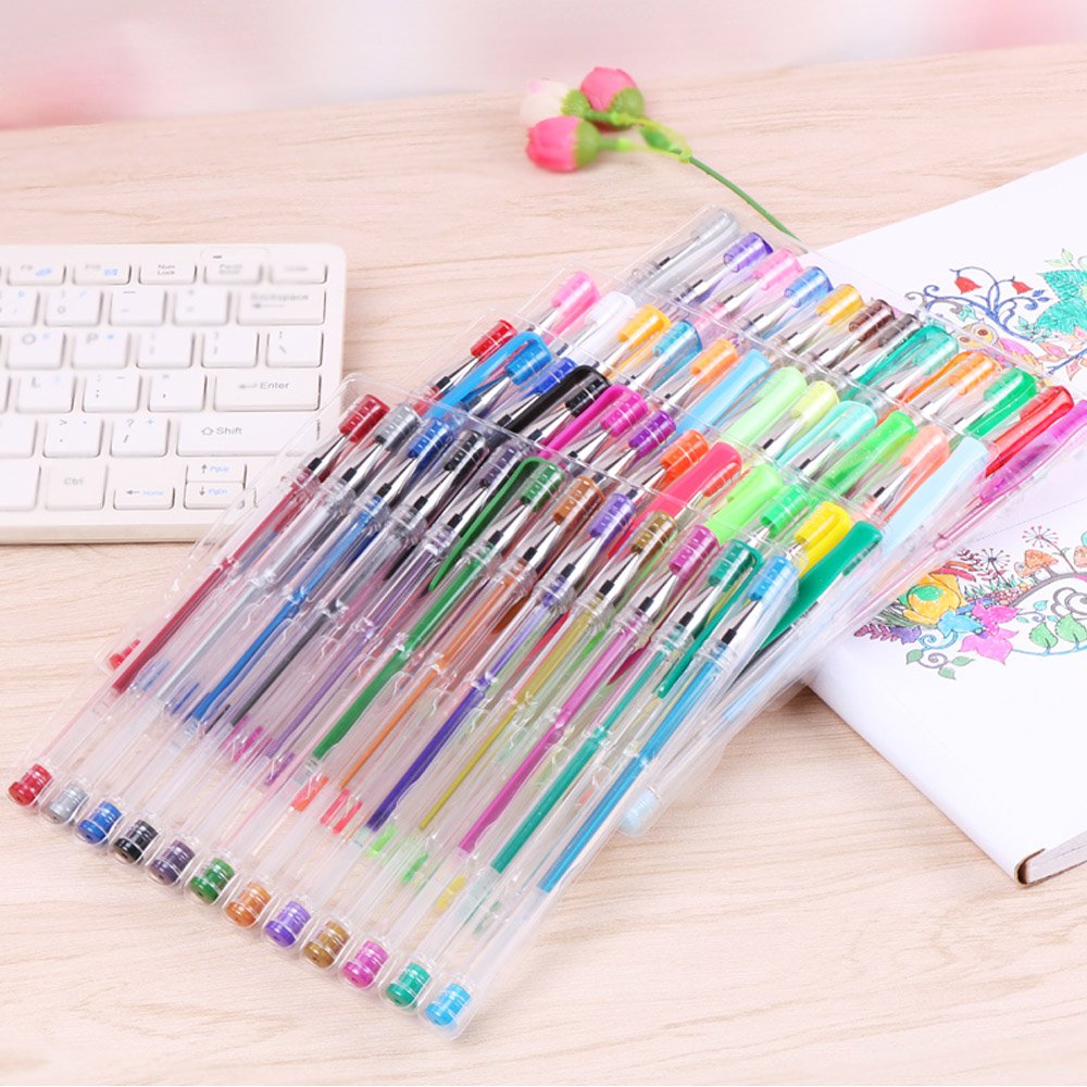 100 Pack Glitter Gel Pens Set, Southsun Color Art 100 colors Gel Pens for Adult Coloring Books Drawing Painting Writing