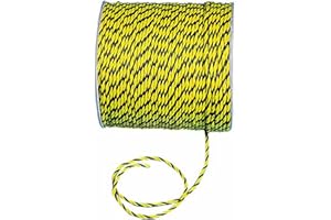 MUTUAL INDUSTRIES Mutual 14980 3-Strand Twisted Polypropylene Safety Rope, 1490 lbs Tensile Strength, 600' Length x 1/4" Width, Yellow/Black