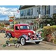 Springbok - Whale Watch Inn - 1000 Piece Jigsaw Puzzle Illustration of Nostalgic red Truck, Colorful Seaside Setting