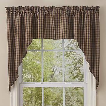 Curtains Drapes Valances Sturbridge Black Plaid Valance 72 X 14