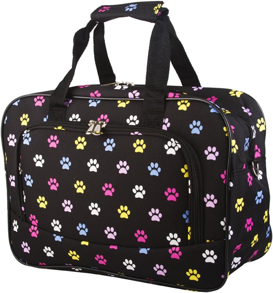 Multicolor Pawprint Overnight Travel Bag