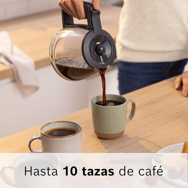 - Máquina de café de gotejamento, garrafa ergonómica de vidro, depósito de água removível, filtro removível, desligamento automático, antigotejamento, vermelho, TKA2M114