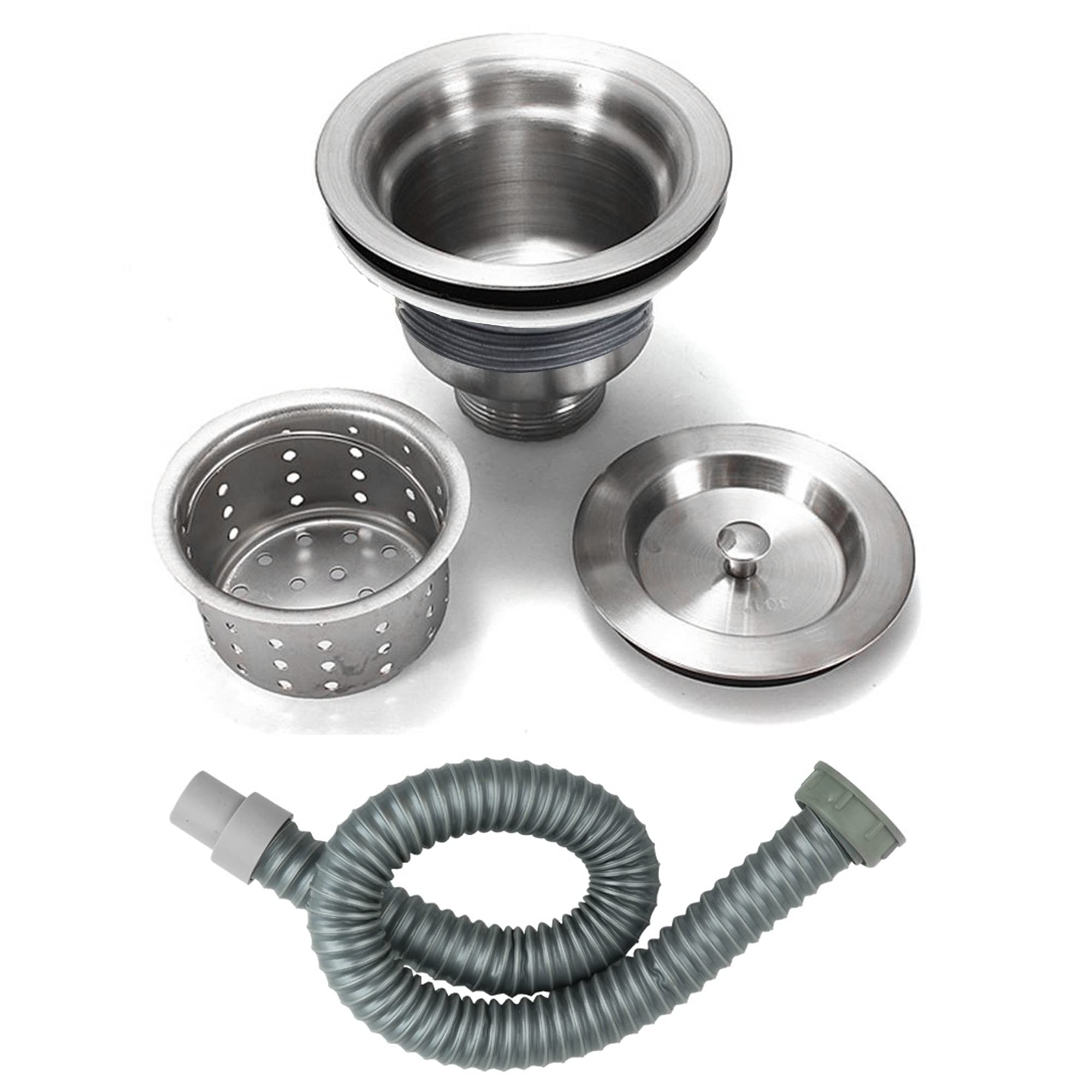 Sifone with S Trap Waste Outlet For Bowl Backwash Sink Hair Strainer Deep Waste with Basket (20 mm tread with PIPE and S-trap)