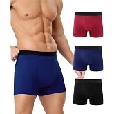 YESWEL Men's Incontinence Underwear, Leak Proof Washable Reusable Cotton Boxer Brief, Heavy Flow Bladder Leak 3 Pack (Multicolor, Large)