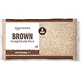 Amazon Grocery, Brown Long Grain Rice, 5 Lb