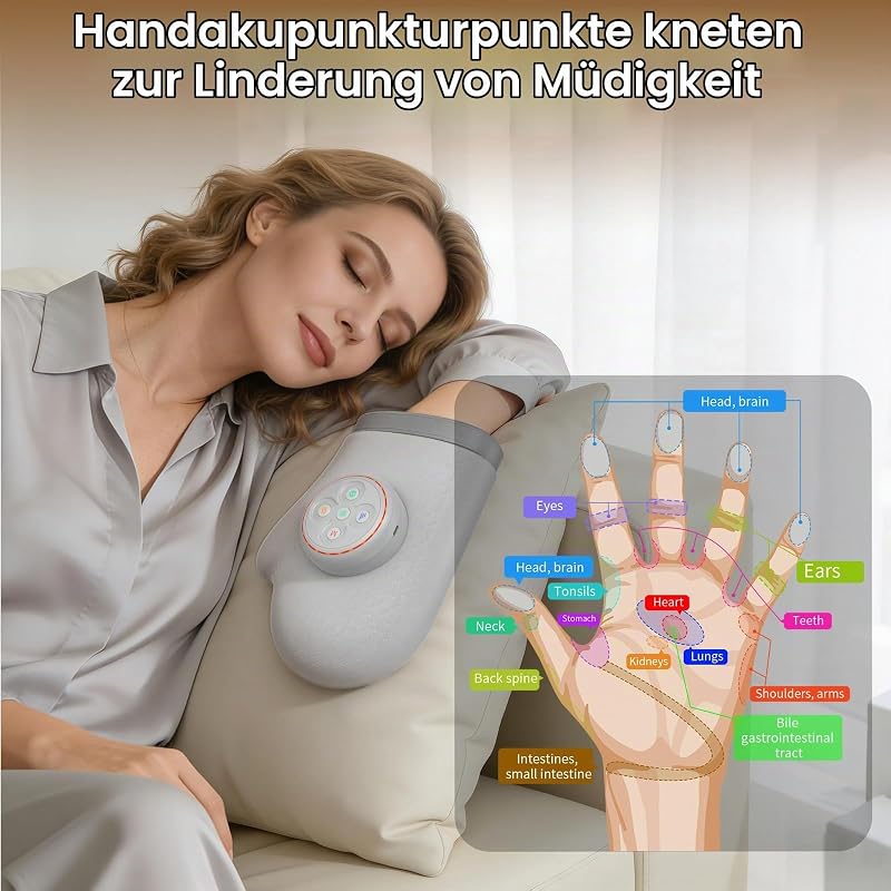 Wireless Handmassagegerät Grau, Wärme, 3 Modi & 5 Intensitätsstufen