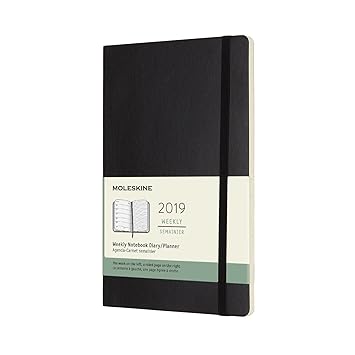 Moleskine Wochen Notizkalender, Taschenkalender, 12 Monate, 2019, Large, A5, Soft Cover, Schwarz