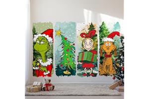 MOONLD 28.3×46.5 Inch Christmas Wall Sticker Decorations Green Wall Clings Removable Seasonal Glass Stickers for Window Refrigerator Wall Door