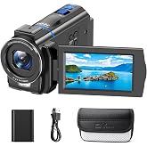 FIREFOTO 5K 48MP Camcorder Video Camera with Anti-Shake, 3.0" 270&deg; Rotation Touch Screen, IR Night Vision, 16X Digital Zoom YouTube Vlogging Camera, Cam Corder with Battery and Remote Control