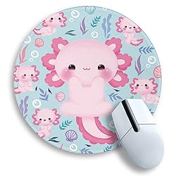 Cute Axolotls Round Mouse Pad, Small Mousepad for