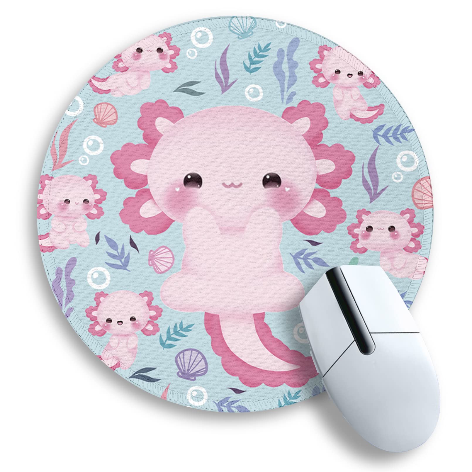 Cute Axolotls Round Mouse Pad, Small Mousepad for