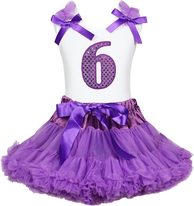 Birthday Dress Purple Sequins 6th White Shirt Purple Skirt