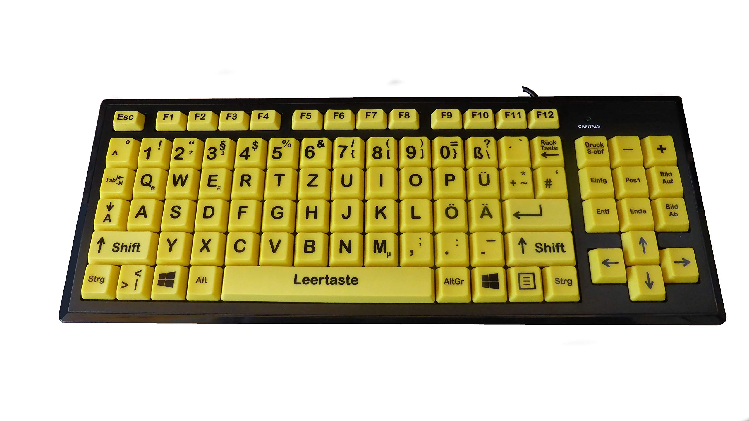 Accuratus Monster 2 German - USB High Visibility Visual Impairment German Layout Keyboard with Extra Large Keys & 2 Port USB Hub