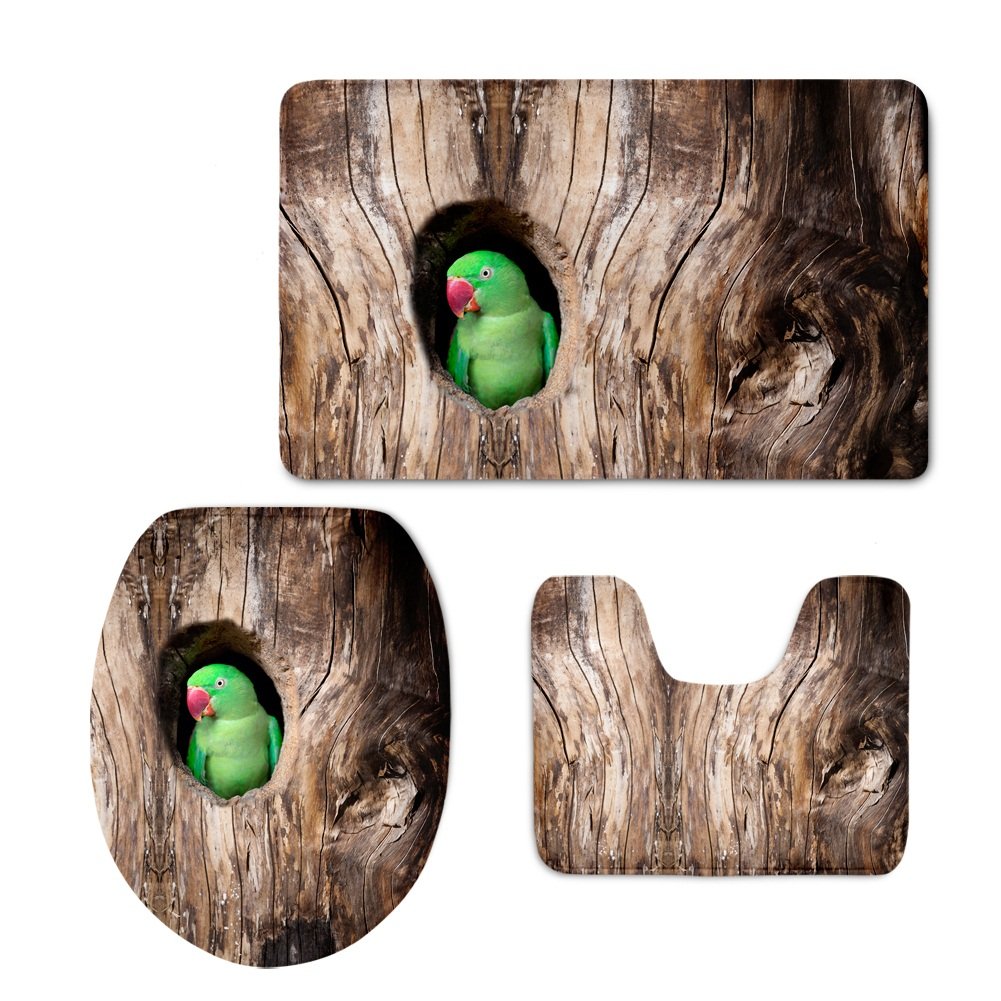 Badaccessoires Farbe : Y QQB &Badezimmermatte Holzmaserung 3 Stück