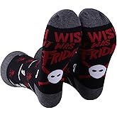 PXTIDY 2 Pairs Horror Socks I Wish It Was Friday Horror Movie Fan Sock Halloween Themed Sock