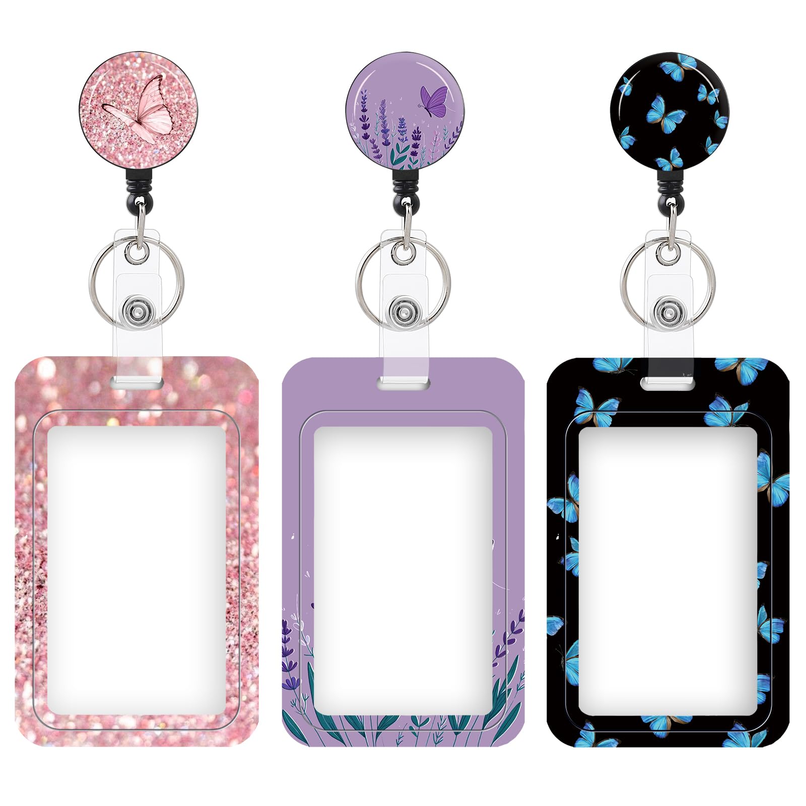 Photo 1 of 3 Set Heavy Duty Badge Holder with Retractable Reel,ID Badge Holder Key Card Work Badge Clip for Nurse Teacher Student Office Women Men