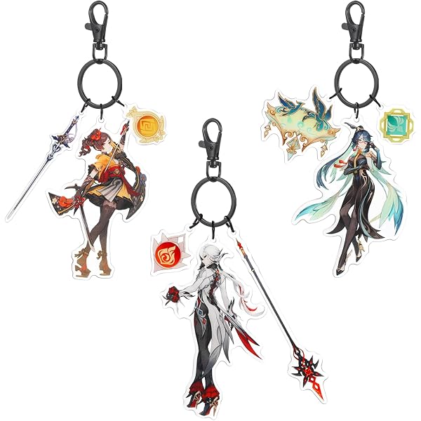 For Genshin Impact Sumeru Keychain, Elemental Gem Cosplay Pendant Accessory,Pyro