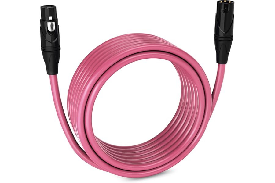 LyxPro 25 Feet XLR Microphone Cable Balanced Male to Female 3 Pin Mic Cord for Powered Speakers Audio Interface Professional Pro Audio Performance and Recording Devices - Pink