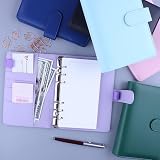HAUTOCO PU Leather A6 Budget Binder Cover 6 Ring Notebook Purple view 2