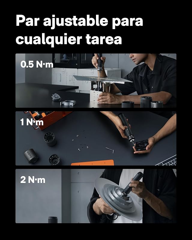 Chave de fendas elétrica PixelDrive, ecrã inteligente, 6 definições de binário (0,5-6 N·m), pontas hexagonais de 30 1/4'', luz LED, para eletrónica e reparações domésticas