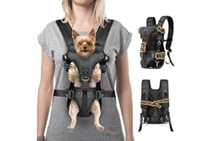 YUDODO Dog Front Carrier Backpack, Legs Out Secure-Fit Pet Chest Carrier for Small Dogs (6-24 lbs), Adjustable Pet Carriers with Safety Belt, Hands Free Dog Backpack Carriers for Hiking Cycling (S, Black)