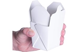 AVANT GRUB 100% Recyclable 8oz White Small Chinese Take Out Boxes 50pk. Leakproof Greaseproof To-Go Containers For Restaurants Event Parties Food Service. Value Bulk Pack Microwaveable and Stackable Meal Pails.