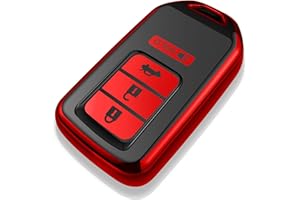 Tukellen for Honda Key Fob Cover, Premium Soft TPU Full Protection Key Fob Case for Accord Civic CRV Pilot Ridgeline Odyssey Passport Smart Remote Key Protector 4 Buttons (Red)