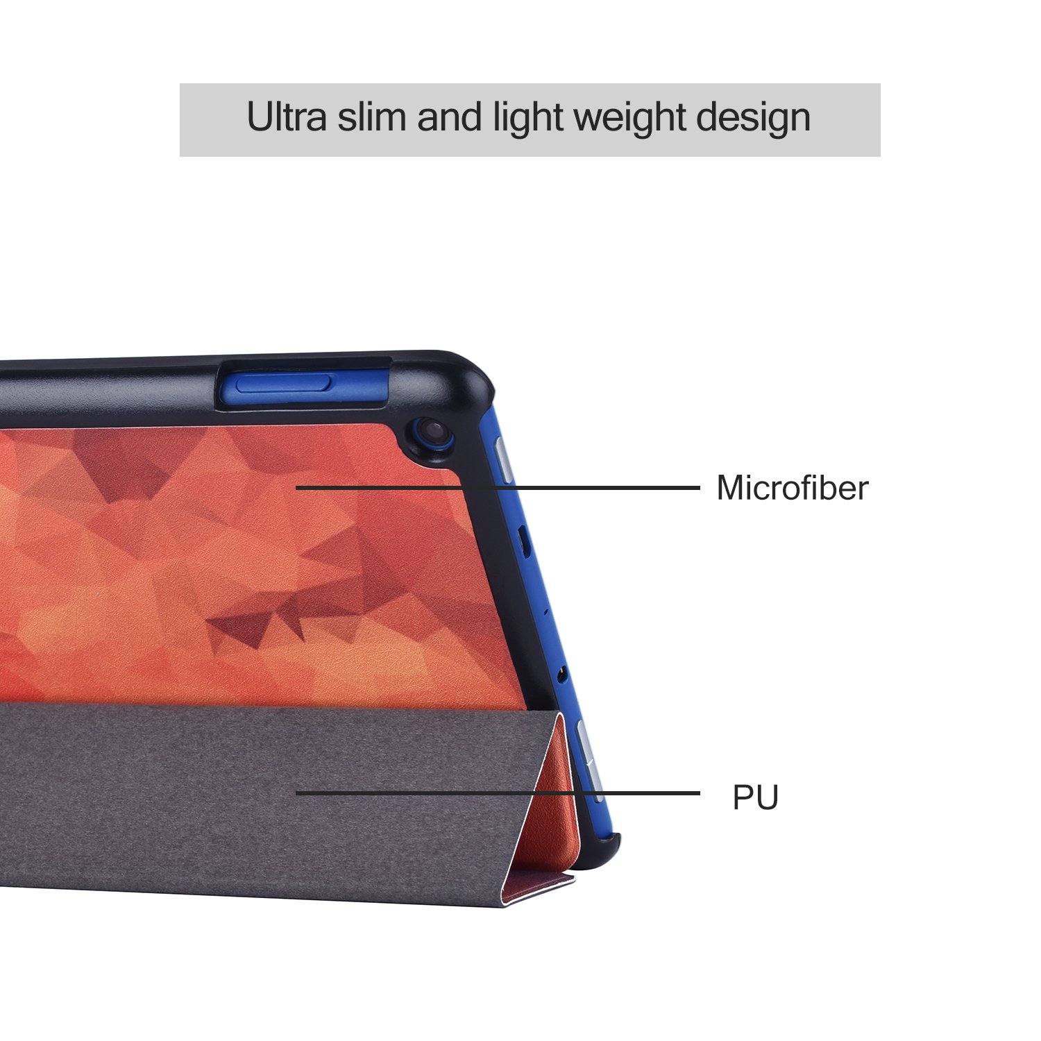 Dopup All New Fire 8 Case Smart Cover with Auto Wake/Sleep Lightweight Standing Slim Fit PU Leather Fire 8 Tablet Case(Geometry Maple)