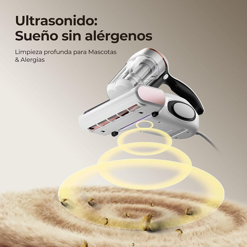 J300 Aspirador de Ácaros con Sensor y Pantalla Digital, 500W, Doble Taza, Luz UV, para Alergias, Elimina 99.9% de Alérgenos en Colchones, Camas y Sofás — foto 5 de 8