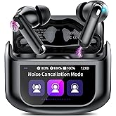 Wireless Earbuds, Bluetooth 5.4 Headphones with Multifunctional Touch Screen, 48H Bass Stereo Ear Buds with ANC/ENC Noise Cancelling/Transparency Mode, IPX7 Earphones with 5 EQ Modes for iOS Android