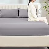 My Home Store Grey Double Fitted Sheet 300TC Cotton Bed Sheets 30cm Deep view 2