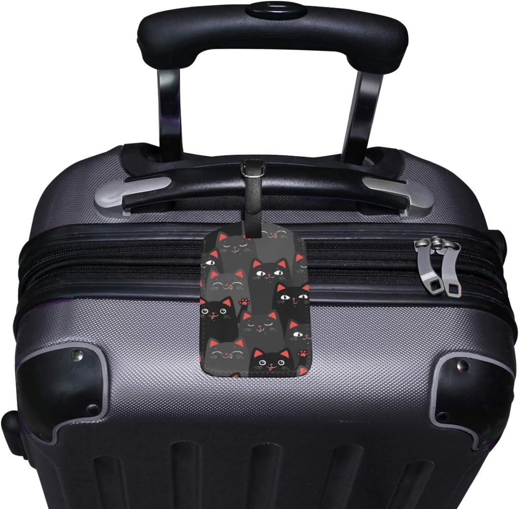 Moyyo Kawaii Black and Grey Cats Luggage Tag Suitcase Tag Leather Travel Baggage Luggage Identify ID Tag Label for Suitcase Luggage Tag with Privacy Cover - Image 5