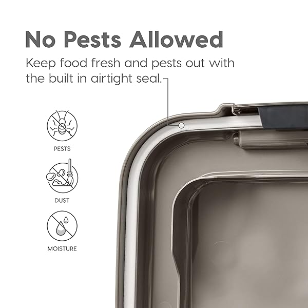 IRIS USA 30 LBS & 11 LBS COMBO AIRTIGHT DOG FOOD STORAGE CONTAINER, STACKABLE TREAT BOX, 2-CUP SCOOP, WHEELS, KEEP FRESH, EASY MOBILITY, SILVER