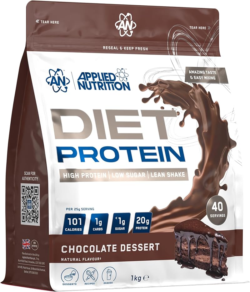 Applied Nutrition Diet Whey High Protein Powder 1kg Chocolate Dessert