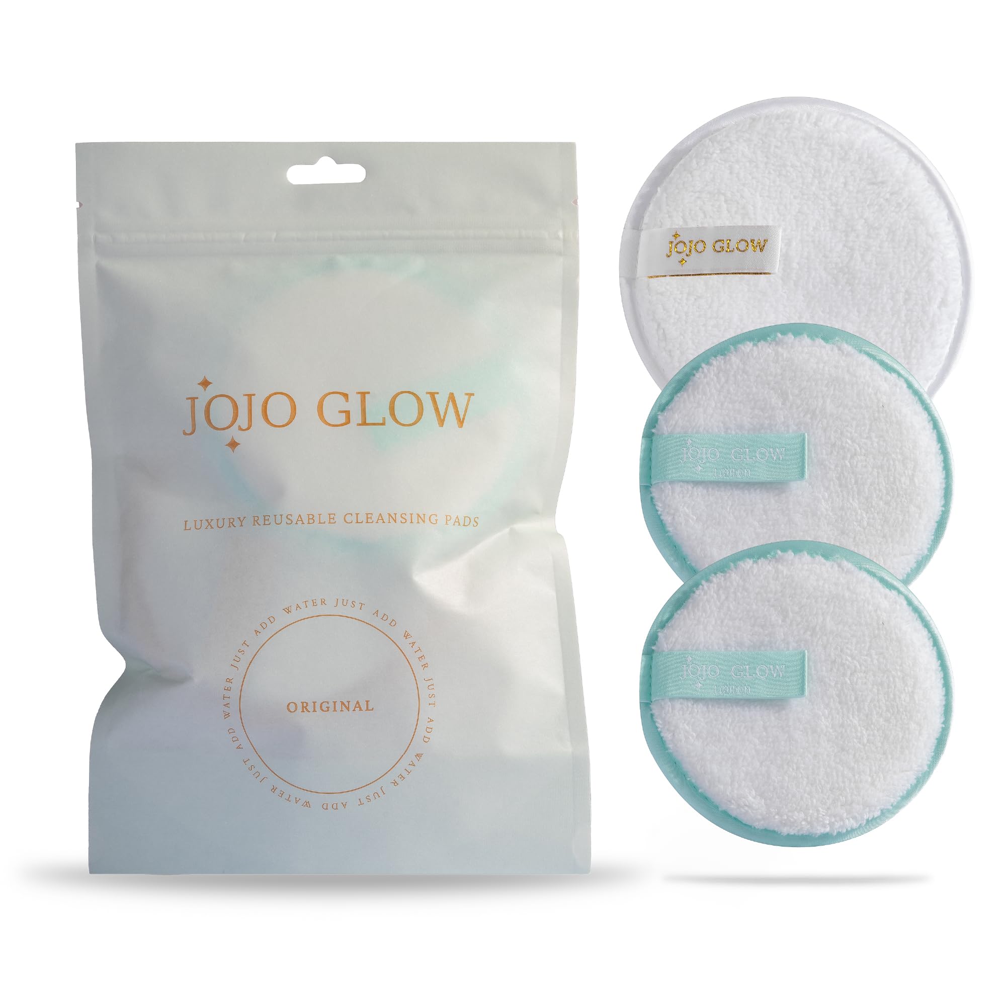 JoJo Glow Reusable Makeup Remover Pads (Pack of 3) Original – Microfibre Facial Cloths | Sustainable, Cruelty-Free, Chemical-Free Eye Makeup Removal with Water Only — image 1